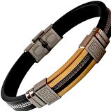 1. Sınıf Çelik-Silikon Mixli Kararmaz Trend Model Erkek Bileklik 22cm