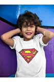 Süperman Logo Baskılı Unisex Film Kahramanı Çocuk Tişört (1-12 YAŞ)
