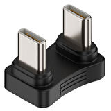 Type-C to Type-C 180° Dirsek Adaptör | 65W Hızlı Şarj & 480Mbps Veri Aktarımı | Erkek - Erkek Uçlu