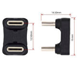Type-C to Type-C 180° Dirsek Adaptör | 65W Hızlı Şarj & 480Mbps Veri Aktarımı | Erkek - Erkek Uçlu
