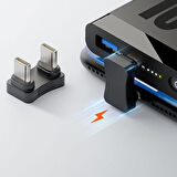 Type-C to Type-C 180° Dirsek Adaptör | 65W Hızlı Şarj & 480Mbps Veri Aktarımı | Erkek - Erkek Uçlu