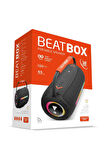 BeatBox Siyah LED Işıklı 20W Ses Bombası | USB, SD, AUX, FM Radyo ve Bluetooth Hoparlör