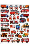 Sticker Kabartmalı Yaldızlı Stiker Çıkartma Etiket (YH020)-19x23 cm- itfaiye Arabası Dozer