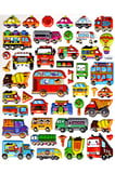 Sticker Kabartmalı Yaldızlı Stiker Çıkartma Etiket (YH030)-19x23 cm- Sevimli Arabalar