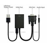 Vga to Hdmi Çevirici Kablo Ses Çıkışlı Vga Dişi Hdmi Erkek