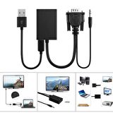 Vga to Hdmi Çevirici Kablo Ses Çıkışlı Vga Dişi Hdmi Erkek