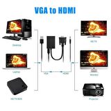 Vga to Hdmi Çevirici Kablo Ses Çıkışlı Vga Dişi Hdmi Erkek