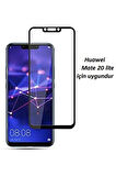 Huawei Mate 20 Lite Curve Tempered Glass Full Siyah Cam Ekran Koruyucu - Extra İnce
