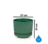 Omnipazar SO-S284 Dekoratif Tabaklı Lüks Çizgi Desenli Saksı 9 Litre