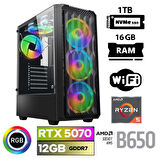 Xaser Thunder x20 Ryzen 5 7500F 32GB DDR5 Ram 1TB M.2 NVMe SSD 12GB RTX5070 Masaüstü Oyuncu Bilgisayarı