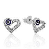 925 Ayar Gümüş Kalpli Nazar Çivili Küpe EA1160086 (944944)