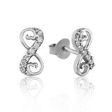 925 Ayar Gümüş Kalpli Sonsuzluk Çivili Küpe EA1160105 (944944)