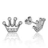 925 Ayar Gümüş Kraliçe Tacı Çivili Küpe EA1160109 (944944)