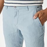 Nautica Erkek Mavi Slim Fit Keten Şort