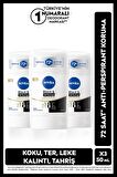 Nivea Kadın Stick Deodorant Black&White Invisible İpeksi Pürüsüzlük 50ml, 72 Saat Anti-perspirant, X3 Adet