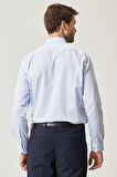 Erkek Açık Mavi Ütü Gerektirmeyen Non-iron Slim Fit Dar Kesim %100 Pamuk Gömlek