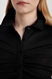 DeFacto Slim Fit Dar Kesim Polo Yaka Basic Düz Fitilli Kaşkorse Uzun Kollu Tişört C1326AX24SPBK81