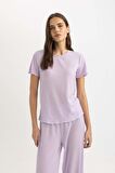 DeFacto Regular Fit Bisiklet Yaka Kısa Kollu Pijama Üstü-Fall in Love B6701AX24SPPR77