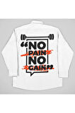 No Pain No Gain Baskılı Unisex Fitness Gym Cepli Gömlek
