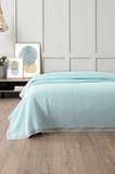 %100 Pamuk Çift Kişilik İki Renkli Kopanaki Dantelli Waffle Pike-210x230 cm-Bebe Mavisi