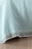 %100 Pamuk Çift Kişilik İki Renkli Kopanaki Dantelli Waffle Pike-210x230 cm-Bebe Mavisi