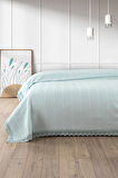 Sevim Dantelli Tek Kişilik Waffle Pike- %100 Pamuk Petekli Pike-160x230 cm-Mint