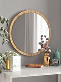 Antik Çam Dekoratif Yuvarlak Antre Hol Koridor Duvar Salon Mutfak Banyo Wc Ofis Aynası 59 cm