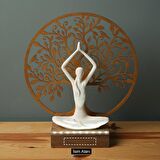 Veraart Işıklı Kişiselleştirilebilir Hayat Ağacı Yoga Yapan Kadın Biblo Gece Lambası Dekoratif Obje Gold