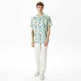 Nautica Erkek Mavi Classic Fit Kısa Kollu Desenli Gömlek