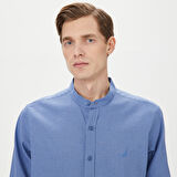 Nautica Erkek Mavi Classic Fit Keten Gömlek