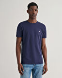 GANT Erkek Lacivert Slim Fit Bisiklet Yaka T-Shirt