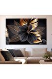 Siyah-altın Yapraklar Kanvas Gülen Tablo