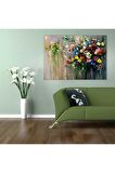 Yağlı Boya Görünümlü Modern Çiçekler Kanvas Gülen Tablo
