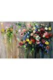 Yağlı Boya Görünümlü Modern Çiçekler Kanvas Gülen Tablo