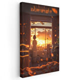 Hastane Odası - Altın Gün Batımı Anime Kanvas Tablo