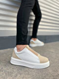 JY007 Alba Bağcıksız Süet Cilt Erkek Günlük Sneaker Ayakkabı SCBT Bej/Beyaz