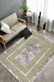 Gold-Krem Deko Deri Kaymaz Taban Modern Salon Halısı B1177