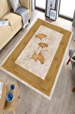 Gold Deko Deri Kaymaz Taban Modern Salon Saçaksız Halı B1233