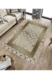 Vizon-Gold Deko Deri Kaymaz Taban Versace Salon Saçaksız Halı B1280