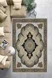 FıstıkYeşili Deko Deri Kaymaz Taban Göbekli Salon Saçaksız Halı E-4163