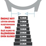 22mm Açık Kahverengi Taba Düz Beyaz Dikişli Bombeli Hakiki Deri Saat Kordonu Kayış