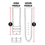 20mm Siyah Kroko Taba Dikişli Bombeli Hakiki Deri Saat Kordonu Kayış