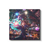 Büyü Öğrencisi - Işıklı Kütüphane Anime Kanvas Tablo