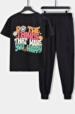 Uyguntarz Unisex do the things that make you happy Baskılı 2'li Eşofman Takımı