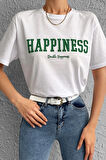 Uyguntarz Unisex Happiness Baskılı Tasarım Tshirt