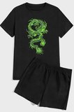 Chinese Dragon Baskı Şort Takım