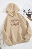 Uyguntarz Unisex Oversize But First Coffee Baskılı Sweatshirt