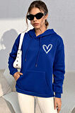 Unisex Heart Baskılı Oversize Sweatshirt