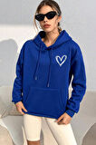 Unisex Heart Baskılı Oversize Sweatshirt