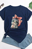 Uyguntarz Unisex Sevimli Kedi Tasarım T-shirt
